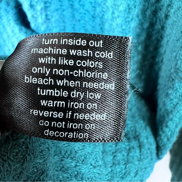 Lane Bryant Def Leppard 1983 Graphic Waffle Knit Top Teal Long Sleeve Plus 18/20 - Picture 6 of 10